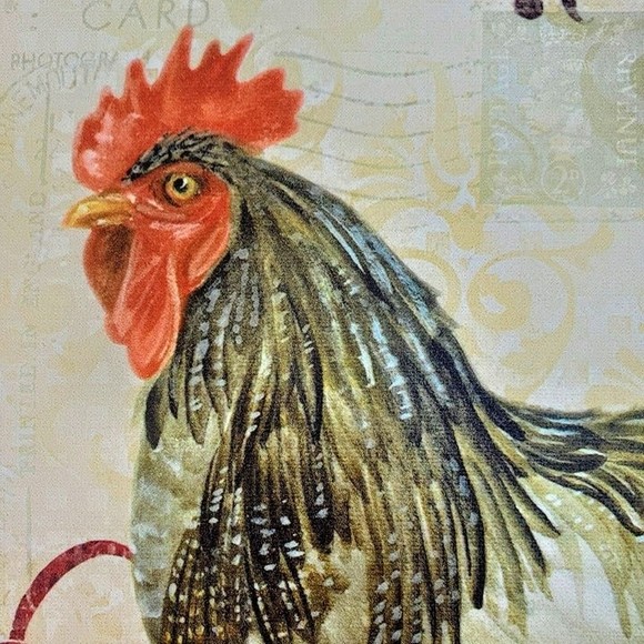 French Farmhouse Roosters Square Canvas Set of 2 Rebecca Baer - Picture 6 of 11